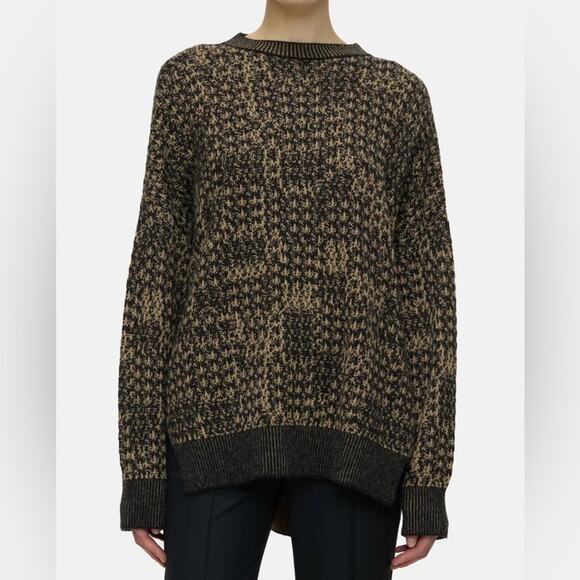 CLOSED Jacquard Pattern Alpaca Wool Slouchy Sweater Brown Black Chunky Knit NWT - Picture 1 of 12
